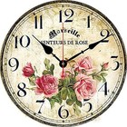 Vintage French Floral Wall Clock With Pink Rose Pattern Small Round Silent  8 In
