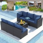 7pcs Outdoor Patio Furniture Sectional Sofa Set Pe Rattan Wicker Couch Cushioned