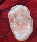 Natural Himalayan Rock Salt Lamp wood Base usb   Electric Cord multi-colored 