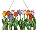 Tulips Floral Tiffany Style Stained Glass Window Panel Spring Decor Flowers