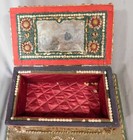 Antique Sailor Made Seashell Jewelry Box Folk Art Snail Trinket 19th C  Mirror