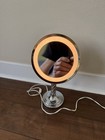 Vtg Regency Style Light Magnifying Make Up Vanity Mirror Chrome Brass Dated 1998