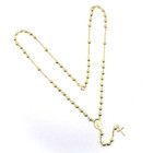 18k Yellow Gold Rosary Necklace Miraculous Mary Medal Jesus Cross 4mm Spheres