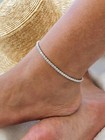 Christmas Gift 3ct Simulated Diamond Women s Tennis Link 8  Anklet 925 Silver