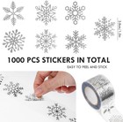 1000pcs Clear Silver Christmas Stickers Snowflake Diy Holiday Decor Roll