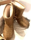 New Ugg Australia Classic Glitter Leopard Sheepskin Boots Youth Kids Girl Size 2