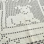 Vintage Filet Hand Crochet Doily Puppy Dog Floral Lace Dresser Scarf 10x19 Ivory