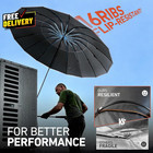 New 60 Folding 16 Ribs Magnetic Umbrella designed For Outdoor Work 600lb St     