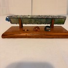 Vtg Handmade Stained Glass Kaleidoscope marblescope With Wood Stand   3 Marbles
