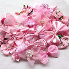 Mix Pink Ribbon Flowers Bows Craft Wedding Ornament Appliques 40pcs