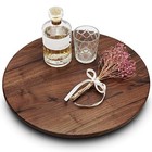 18 Inches Black Walnut Wood Lazy Susan  Solid Wooden Round Kitchen 18 Inch