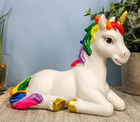 Ebros Beautiful Majestic Rainbow Mane Unicorn Mare Horse With Golden Horn Figuri