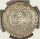 Italy 5 Lire 1848 Lombardy Short Stems Ngc Ms62