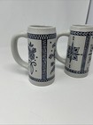 2 Vtg 1977 Anheuser Busch Ceramarte Brazil Beer Stein Blue Delft Cs11 Stoneware