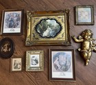 Vintage Lot 8 Gallery Wall Complete Art Pictures Victorian Gold Frame Cherub Set