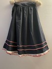1960s Vintage Folk Skirt Black Embroidery Lace Small