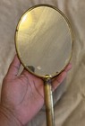 Vintage Brass Hand Held Vanity Mirror Art Deco Design  Handle 1920s-1950s