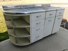 Vintage 4pc Set 1950s Metal Kitchen Cabinet W  Formica Top 36 h Mid-century