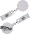 100 50  White Retractable Badge Holder Swivel-back Alligator Clip Id Card Reel