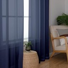 Sheer Curtains 90 Inch Length 2 Panels Set  42 w X 90 l  pack Of 2  Navy Blue