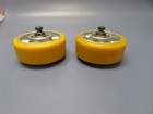 New Lot Of 2 Yellow Rubber Casters   Wheels W  Bearings