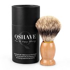 Qshave 100  Best Original Pure Badger Hair Shaving Brush Handmade  Real Wood Bas