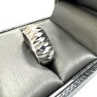 Vintage Mcm Solid 14k White Gold Wide Chunky Diamond Cut Dome Statement Ring 7