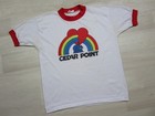 Vintage 70s Cedar Point Theme Park Ringer T Shirt Youth  m  Rainbow Cleveland Oh