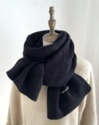 Unisex Wool Scarf Winter Warm Knitted Plaid Wrap - Solid Dark Green  Red Che