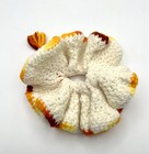 Vintage Handmade Crochet Mid Century Scrunchie Cream Autumn Retro Boho Cottage