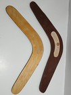 2 Vintage Wooden Carved Artistic Boomerangs  Tribal Design Aboriginal 16  14 