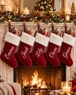Personalized Christmas Stocking Red Velvet Quilted Xmas Fireplace Name Gift