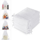 100pcs 4x6  White Organza Bags With Drawstring  Gift   Jewelry Pouches