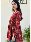 Women s Designer Ethnic Flared Shot Kurta Set Indian Party Wear Top Kurti Dress