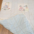 Vintage Hand Made stitched Baby childs Quilt Blanket Animals stories 48    X 32   