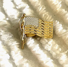 Vtg 14kt Yellow Gold American Flag In Motion Lapel Pin Diamond Cut 2 58g Total