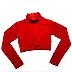 Chasse Cheer Adult Medium All Red Long Sleeve Crop Top Dance Zipper Back