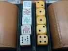 Rare Vintage Bakelite Set Of Poker Dice   Regular Dice-leather Cups Leather Box