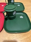 Tupperware Red Green Christmas Mugs Dessert Plates Coasters 4 1312