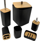 6pcs Bathroom Accessory Set  Black Bathroom Sets With Trash Can   Soap Dispenser