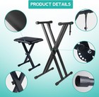 Keyboard Stand   Bench Set Double X Adjustable Piano Stand Black
