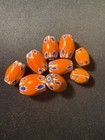 Lot Indian Glass Trade Beads - 9 Brick Flower Chevron Beads  b1110  18mm