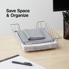 Staples Front Loading Letter Tray Chrome Steel 3 pack St10849-ccvs