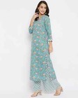 Indian Women Green   White Cotton Printed Kurta With Palazzo Set Pack Of 2 Pes