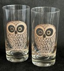 Vintage Georges Briard Owl Highball Glasses Set Of 2 Mcm Mid Century 22k Gold