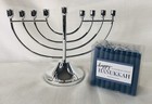 Chanukah Metal Menorah W  Candles Small Hanukkah New Table Top Judaica Chanukkah