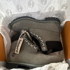 Timberland Men s Gray Nubuck Waterproof Ankle Combat Boots Black Collar Size 9