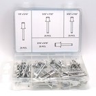 100 Pc Rivet Assortment Kit Blind Pop Riveter Tool Set Size 1 8 3 16 5 32 3 32