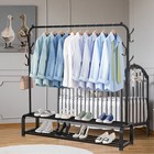 2 Tier Heavy Duty Garment Rack Single Rail Clothes Metal Shoe Rack Free Standing
