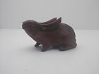 Rare Japanese Chinese Asian Carved Wood Rabbit Bunny Hare Rosewood  4x2 5x2